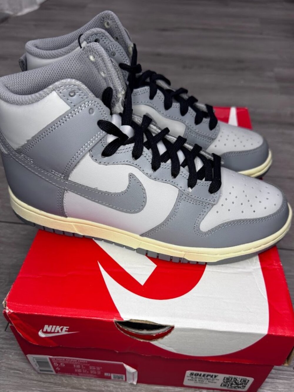 Nike Grey Fog Particle Grey Dunk High Women's 5.5 Men's 4 High Top Leather Sneak - Picture 6 of 7